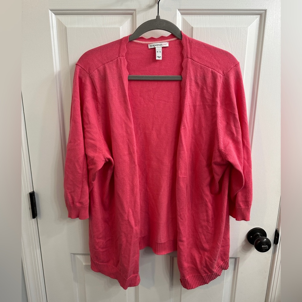 Isaac Mizrahi Open-Front Pink Cardigan Sweater